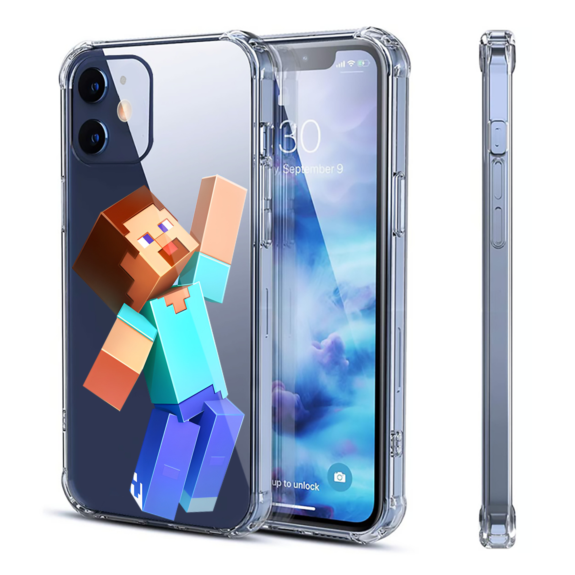 （画像用） マインクラフト ブロックの世界 Minecraft MC Block world 【iPhone 12シリーズ対応】透明スマホケース（クリアソフトケース）